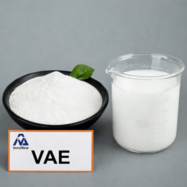 Premium Spray-Dried Vinyl Acetate-Ethylene (VAE) Redispersible Polymer Powder by InnoNew – White Free-Flowing Powder & Re-Dispersed Emulsion for Tile Adhesives