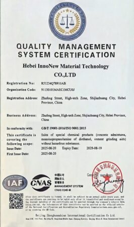 ISO 9001 Certified Concrete Admixtures & Cement Grinding Aids Supplier | InnoNew