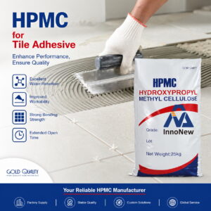 HPMC powder for tile adhesive, high water retention for stable bonding.