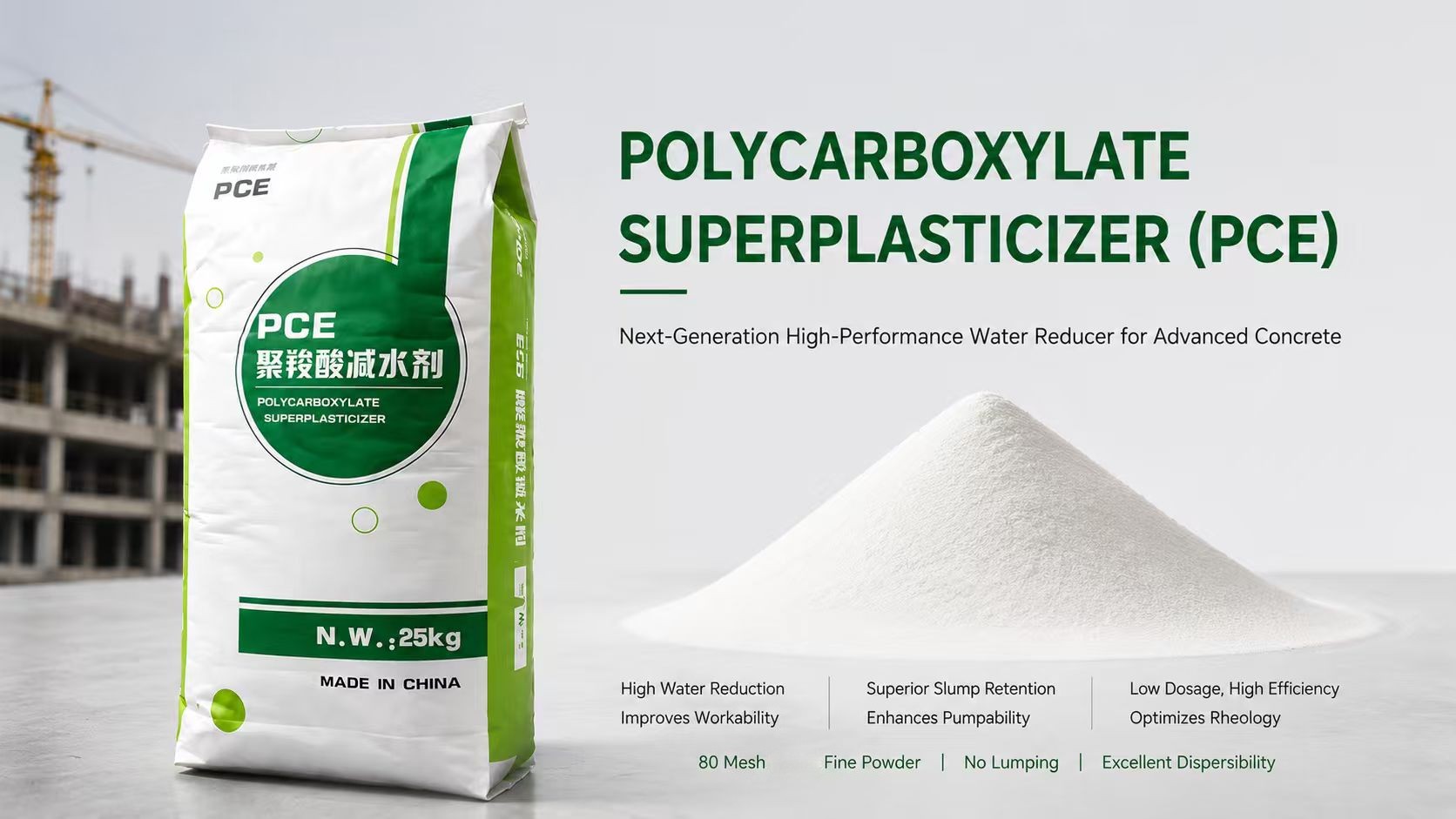 Next-generation PCE water reducer for high-performance concrete, improving workability and strength