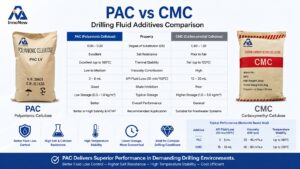 PAC vs CMC in Drilling Fluid: Key Differences, Applications & Performance Guide 3 PAC vs CMC drilling fluid additive performance comparison for oilfield drilling