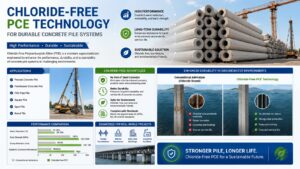 Why Free-Chloride Polycarboxylate Ether (PCE) Is Essential for High-Performance PHC and PC Spun Pile Manufacturing 6 Chloride free polycarboxylate ether PCE admixture for concrete pile construction