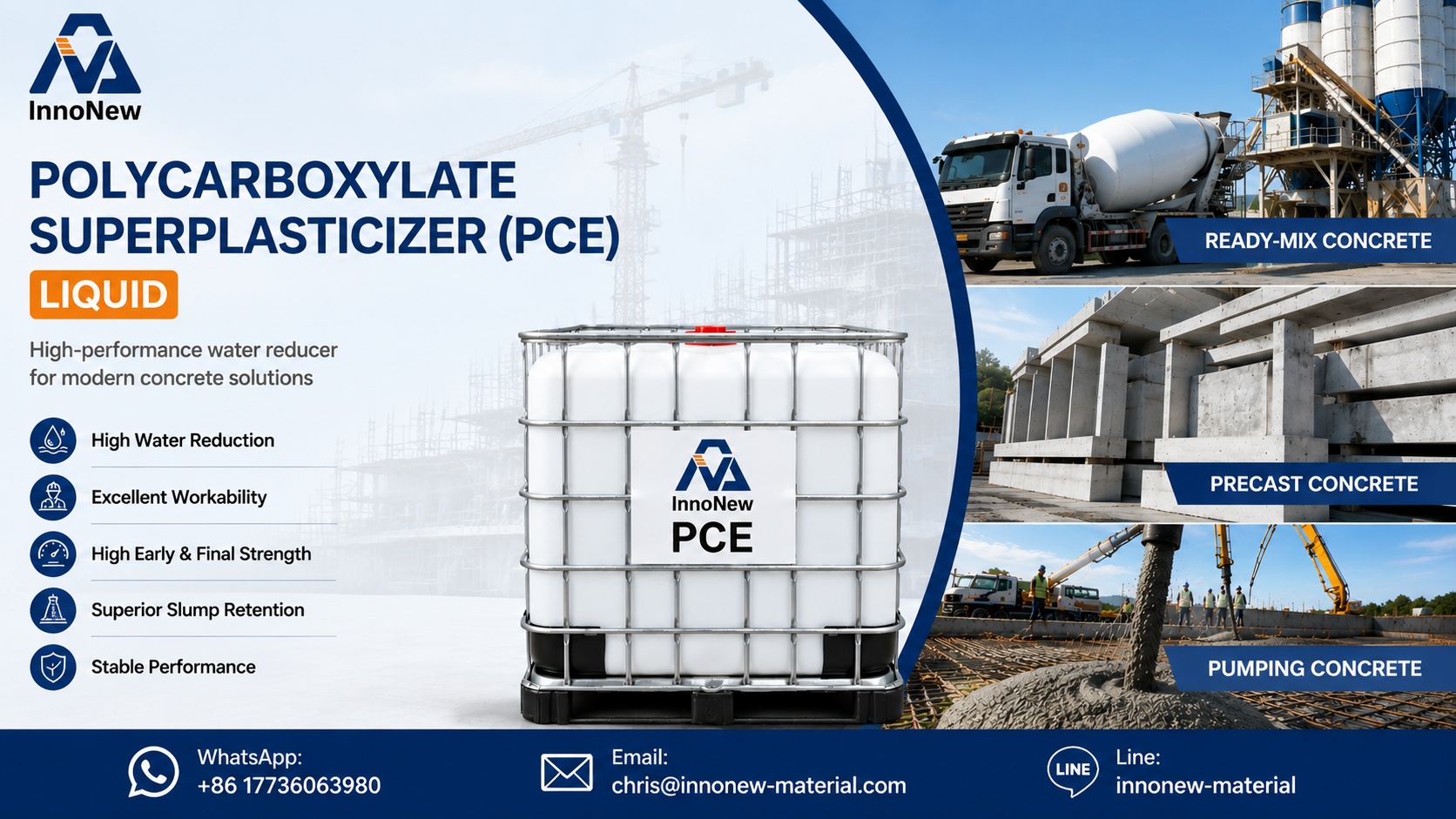Thailand PCE Liquid Supplier | Polycarboxylate Superplasticizer for High-Performance Concrete 1 High performance PCE liquid polycarboxylate superplasticizer for concrete construction