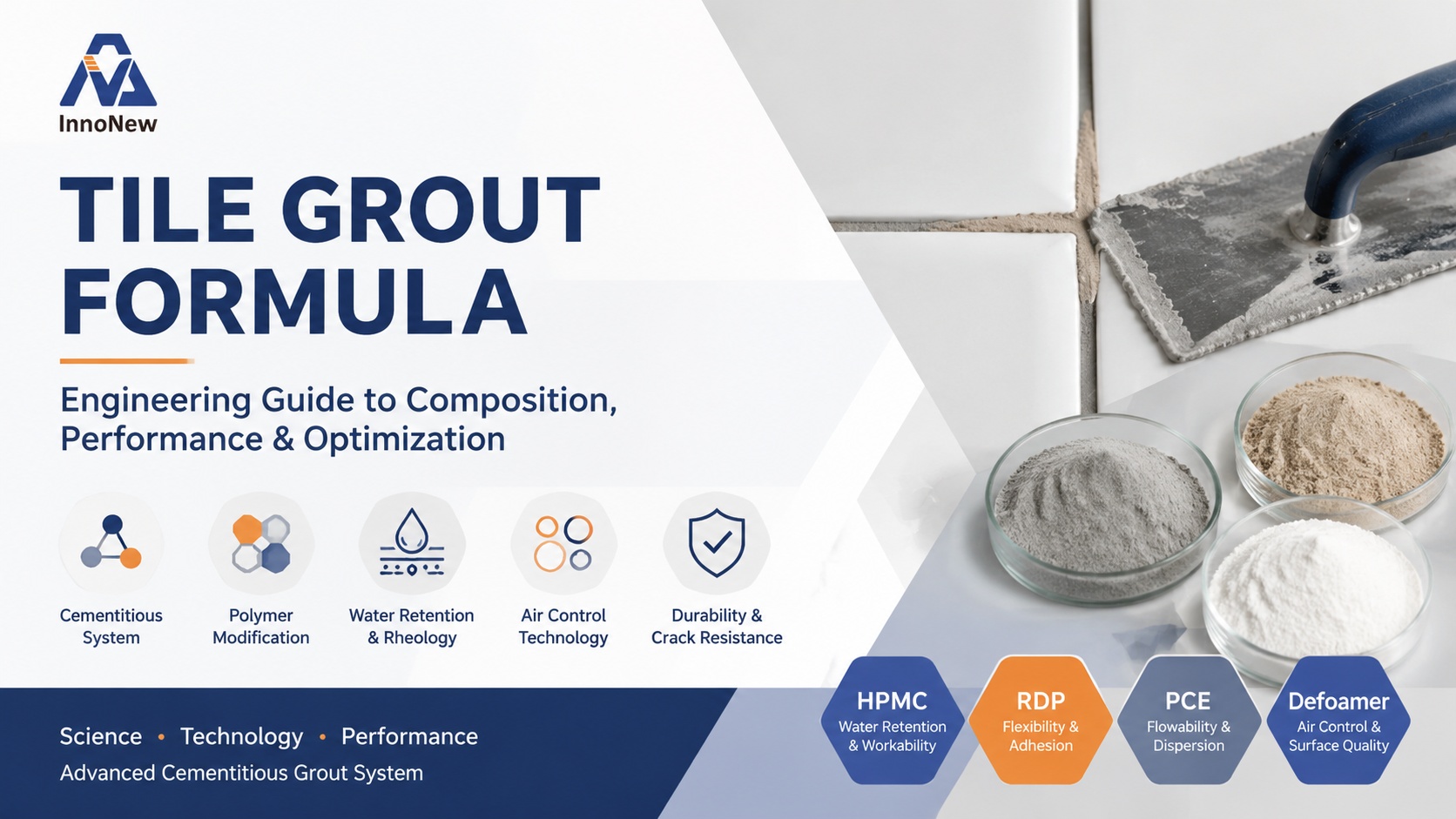 Tile Grout Formula Engineering Guide 1 Tile grout formula engineering guide showing cementitious system composition, polymer modification, and construction chemical performance optimization.